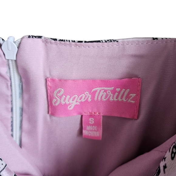 Sugar Thrillz Dollz Kills Pink and Black Lolita Puff Sleeve Mini Dress Size Smal - Picture 4 of 6